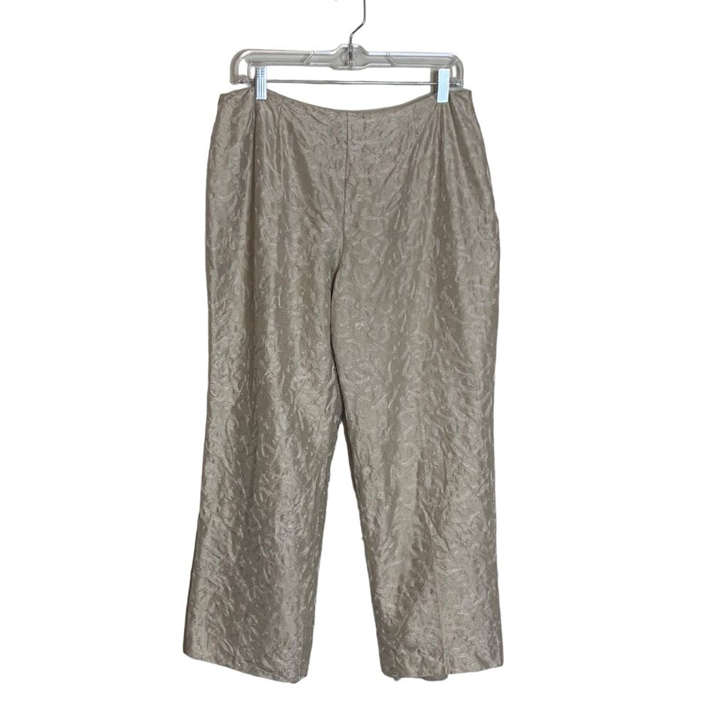 Talbots beige silk embroidered dress pants size 14